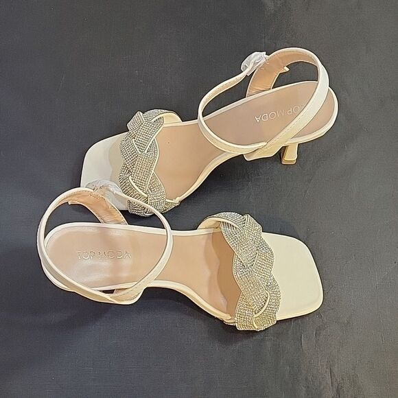 BRAND NEW TOP MODA  HEEL RHINESTONES EMBELLISHMENTS ANKLE STRAP SQUARE T… - Picture 9 of 16